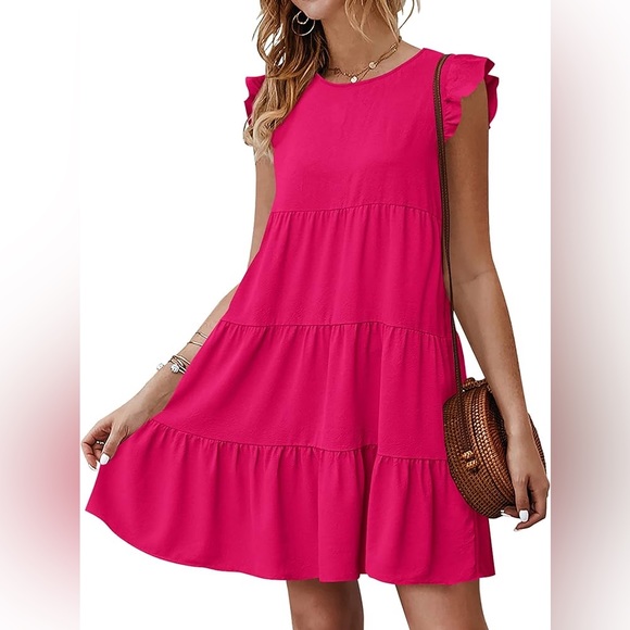 Kirundo hot pink size Medium dress NWT cute flowy ruffle style great for… - Picture 1 of 12